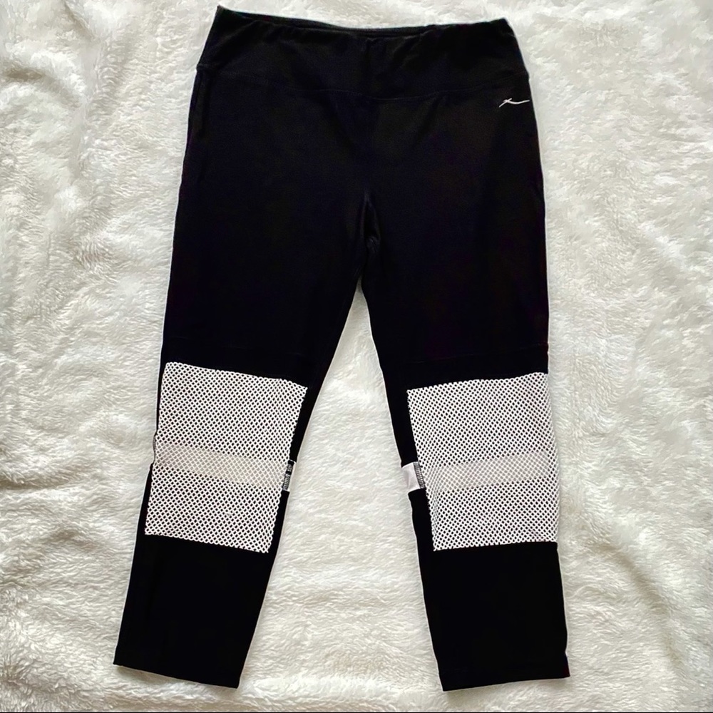 X By Gottex Mesh Panel Leggings Black White Size Large